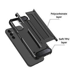Armor Case Cover for Samsung Galaxy A16 5G + Glass Screen Protector (Black)