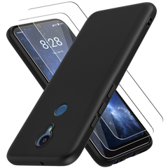 Silicone Flex-Gel Case + 2 Glass Screen Protectors for Sharp Rouvo V (Matte Black) Verizon