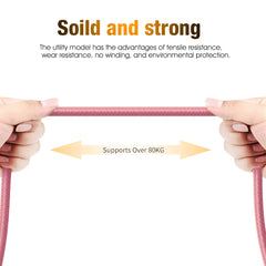 6ft Heavy-Duty Double Braided Fast Charging USB-C Cable (Pink Rose Gold)