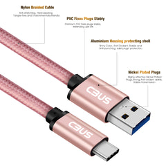 6ft Heavy-Duty Double Braided Fast Charging USB-C Cable (Pink Rose Gold)