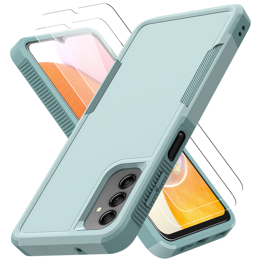 Galaxy A14 5G Grip Case + 2 Glass Screen Protectors for Samsung Galaxy A14 5G (Mint Green)