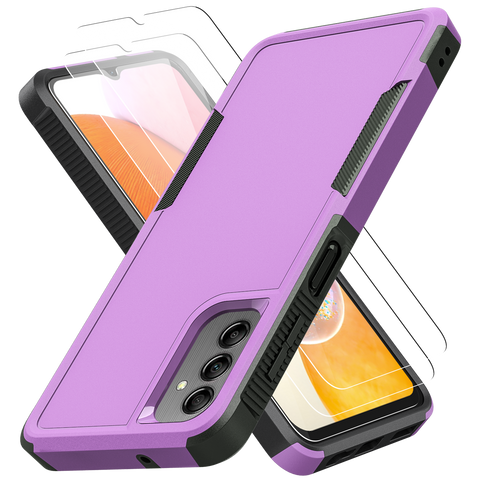 Galaxy A14 5G Grip Case + 2 Glass Screen Protectors for Samsung Galaxy A14 5G (Purple)