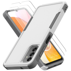 Galaxy A14 5G Grip Case + 2 Glass Screen Protectors for Samsung Galaxy A14 5G (White/Gray)