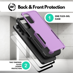 Galaxy A14 5G Grip Case + 2 Glass Screen Protectors for Samsung Galaxy A14 5G (Purple)