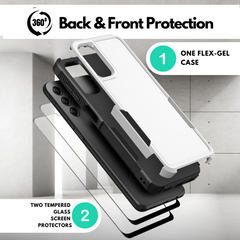 Galaxy A14 5G Grip Case + 2 Glass Screen Protectors for Samsung Galaxy A14 5G (White/Gray)