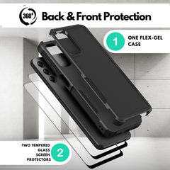 Galaxy A14 5G Grip Case + 2 Glass Screen Protectors for Samsung Galaxy A14 5G (Black)