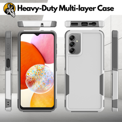 Galaxy A14 5G Grip Case + 2 Glass Screen Protectors for Samsung Galaxy A14 5G (White/Gray)