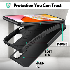 Galaxy A14 5G Grip Case + 2 Glass Screen Protectors for Samsung Galaxy A14 5G (Black)