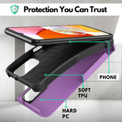 Galaxy A14 5G Grip Case + 2 Glass Screen Protectors for Samsung Galaxy A14 5G (Purple)