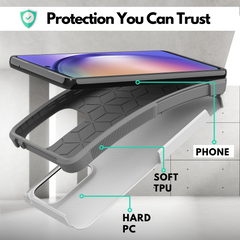 Galaxy A54 5G Grip Case + 2 Glass Screen Protectors for Samsung Galaxy A54 5G (White/Gray)