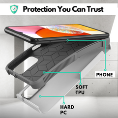 Galaxy A14 5G Grip Case + 2 Glass Screen Protectors for Samsung Galaxy A14 5G (White/Gray)