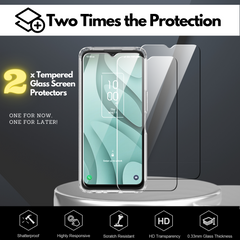 Clear Flex-Gel Case + 2x Glass Screen Protector for TCL 40 XE 5G, TCL 40 X 5G