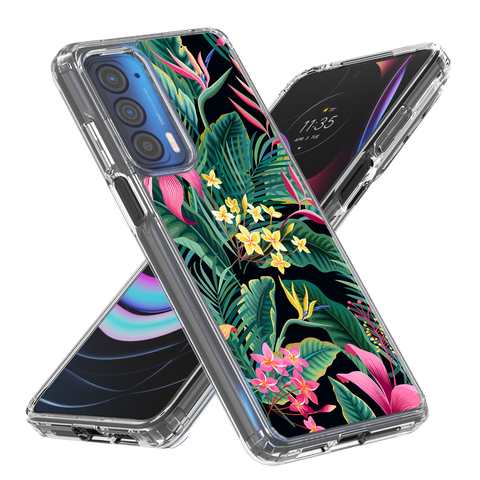 Tropical Flower Case for Motorola Edge 5G UW – Pink & Yellow Floral Print
