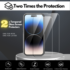 Grip Case + 2 Glass Screen Protectors for iPhone 14 Pro (White)