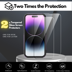 Grip Case + 2 Glass Screen Protectors for iPhone 14 Pro Max (Purple)