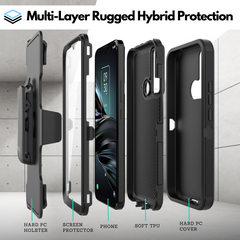 Heavy-Duty Holster + Case w/ Built-in Screen Protector for TCL 20 XE