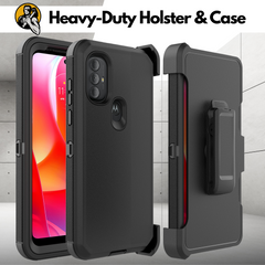 Heavy-Duty Holster + Case w/ Built-in Screen Protector for Motorola Moto G Power (2022)