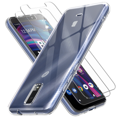 Clear Flex-Gel Case + 2x Glass Screen Protector for BLU View 3