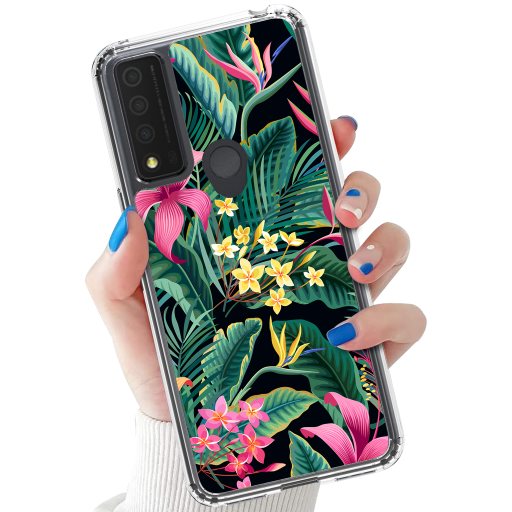 Tropical Flower Case for TCL 30 XE 5G – Pink & Yellow Floral Print