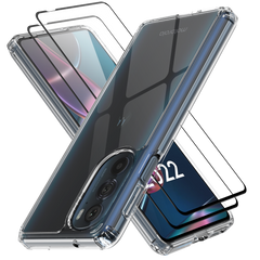 Clear Flex-Gel Case + 2x Glass Screen Protector for Motorola edge+ 5G UW (2022)
