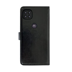 Leather Wallet Case for Motorola One 5G Ace (Black)