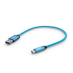 10-inch Short Length USB-C 3.2 Gen 1 to USB-A 3.0 Cable (Electric Blue)