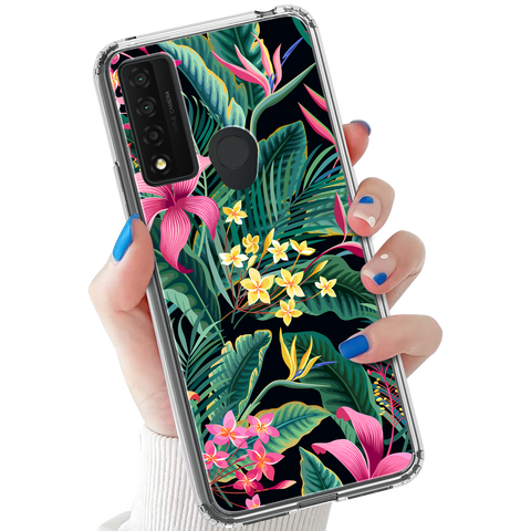 Tropical Flower Case for TCL 20 XE  – Pink & Yellow Floral Print