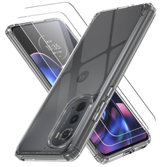 Clear Flex-Gel Case + 2x Glass Screen Protector for Motorola Edge 2022 (XT2205)