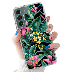 Tropical Flower Case for Samsung Galaxy S22 Plus – Pink & Yellow Floral Print