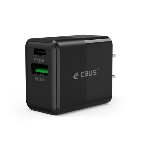 2-Port, 20W Fast Charging Wall Charger (USB-C + USB-A)