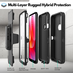 Heavy-Duty Holster + Case w/ Built-in Screen Protector for Motorola Moto G Power (2022)