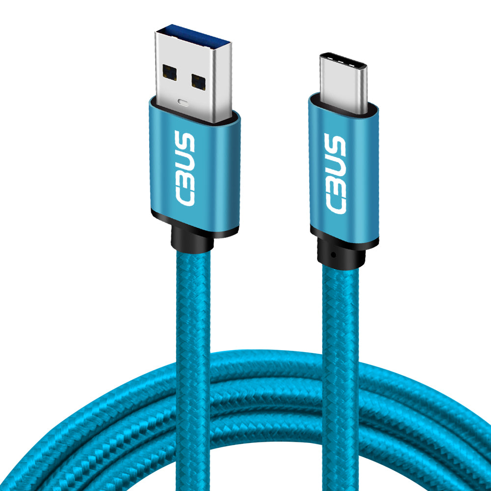 6ft Heavy-Duty Double Braided Fast Charging USB-C Cable (Electric Blue)