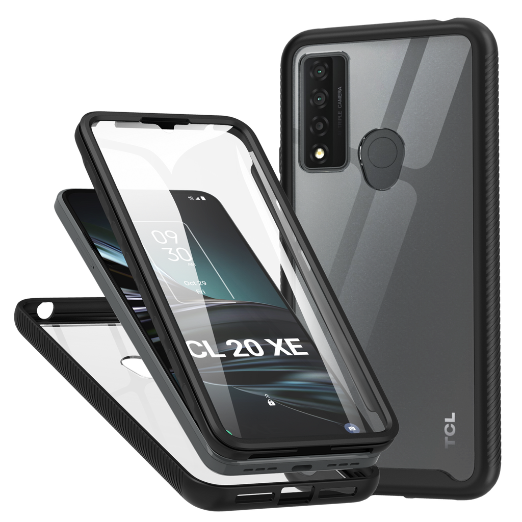 Capsule Case Compatible with TCL 20XE [Brushed Texture Shockproof Heavy  Duty Hybrid Dual Layer Style Case Black Phone Cover] for TCL 20 XE  (Cassette Tape) 