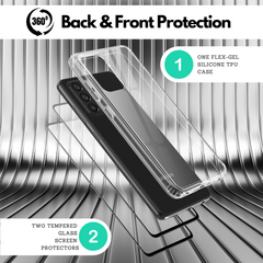 Clear Flex-Gel Case + 2x Glass Screen Protector for Samsung Galaxy A53 5G