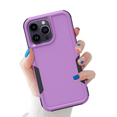 Grip Case + 2 Glass Screen Protectors for iPhone 14 Pro Max (Purple)