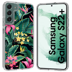 Tropical Flower Case for Samsung Galaxy S22 Plus – Pink & Yellow Floral Print