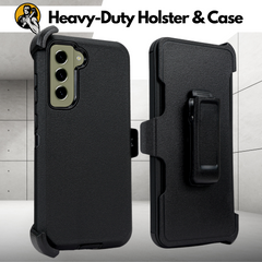 Samsung Galaxy S21 FE Heavy-Duty Holster + Case w/ Built-in Screen Protector