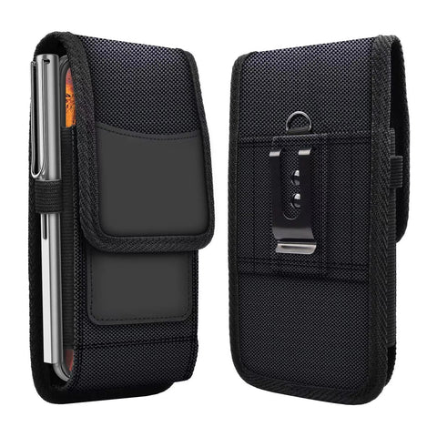 Vertical Nylon Pouch Holster Case with Belt Clip for Motorola One 5G Ace