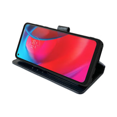 Leather Wallet Flip Case for Motorola Moto G Stylus 5G (2021) (Black)