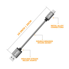 CBUS 25cm Kurzes, USB C Kabel für Festplatten Adapter mit geflochtenem Mantel USB-C auf USB-A kompatibel mit LaCie, SanDisk, G-Drive, Samsung T5/X5, My Passport, Seagate Fast, Transcend StoreJet