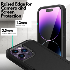 Grip Case + 2 Glass Screen Protectors for iPhone 14 Pro Max (Black)