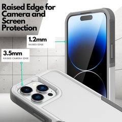 Grip Case + 2 Glass Screen Protectors for iPhone 14 Pro (White)