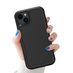 Grip Case + 2 Glass Screen Protectors for iPhone 14 Plus (Black)