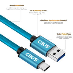 Heavy-Duty Double Braided Fast Charging USB-C Cable (Electric Blue)