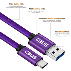 6ft Heavy-Duty Double Braided Fast Charging USB-C Cable (Purple)