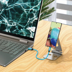10-inch Short Length USB-C 3.2 Gen 1 to USB-A 3.0 Cable (Electric Blue)