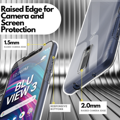 Clear Flex-Gel Case + 2x Glass Screen Protector for BLU View 3
