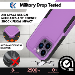 Grip Case + 2 Glass Screen Protectors for iPhone 14 Pro Max (Purple)