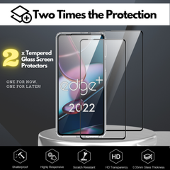 Clear Flex-Gel Case + 2x Glass Screen Protector for Motorola edge+ 5G UW (2022)