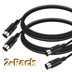 MIDI Cable (2-Pack) 10ft Male to Male 5-Pin MIDI Cable for Keyboard Synthesizer, Controllers, Rack Synth, Sampler, Drum Machines